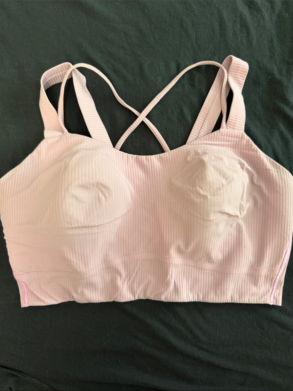 lululemon athletica Light Pink Ribbed Longline Sports Bra